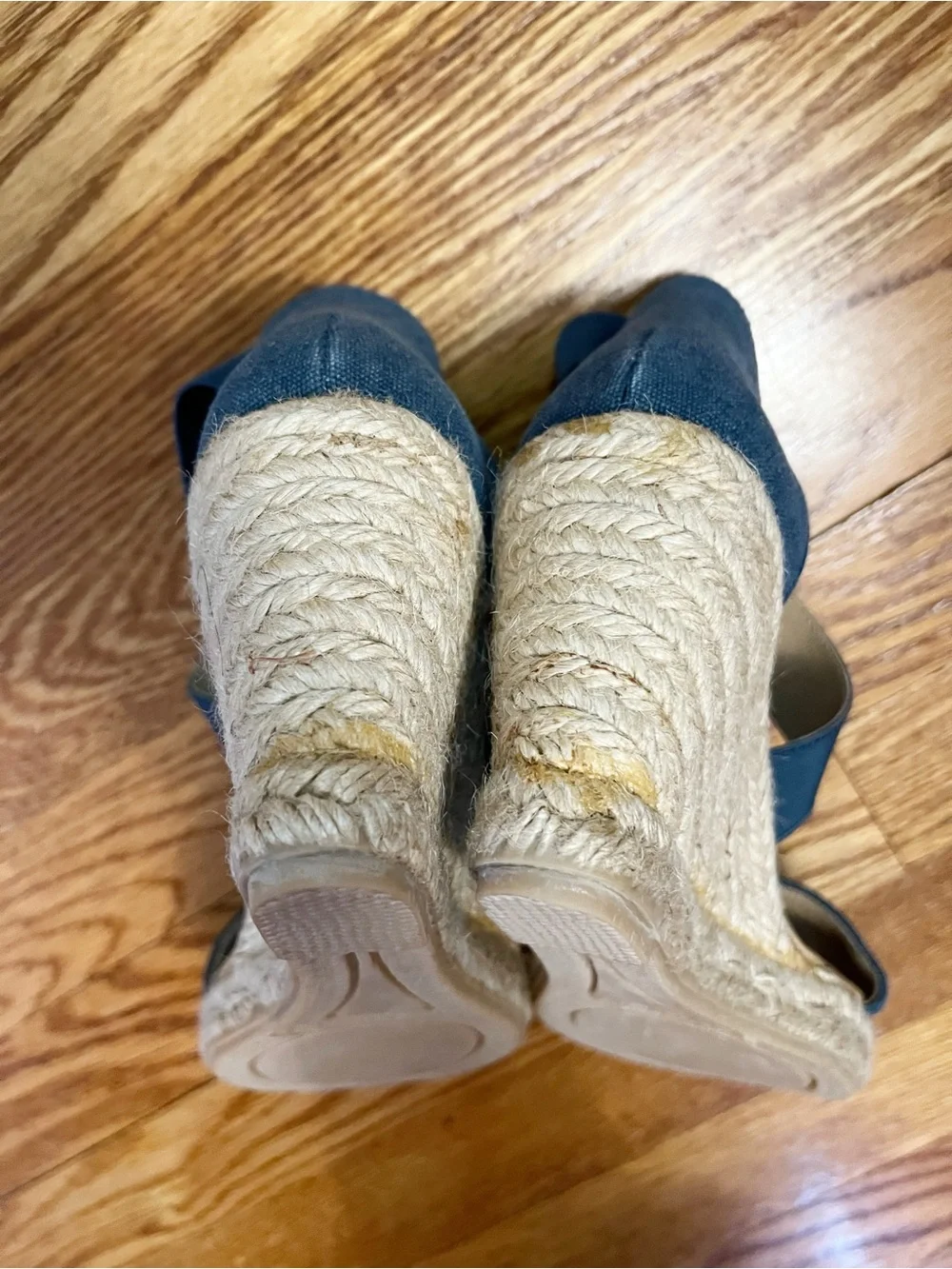 Cordani Enright Espadrille Wedge Sandals Womens 38 Blue Chambray Open Toe Shoe